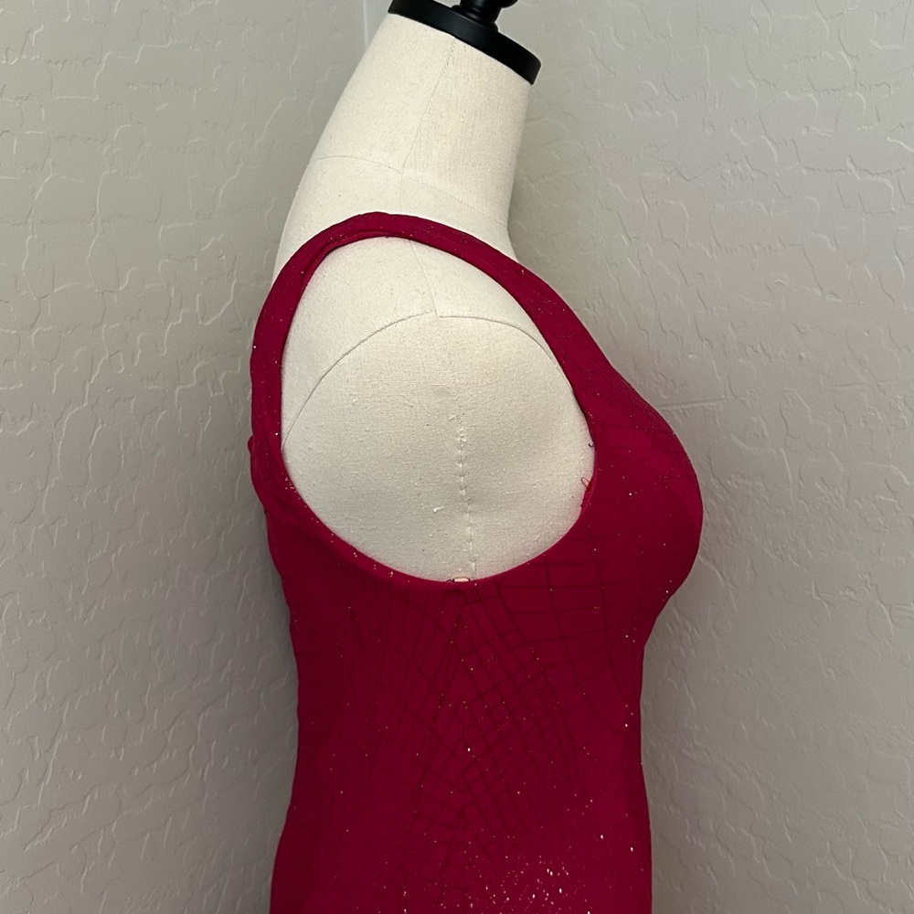 🔴CLEARANCE NEW JOVANI SZ 6 MAGENTA SHIMMER ONE SHOULDER FORMAL EVENING GOWN - Picture 7 of 16